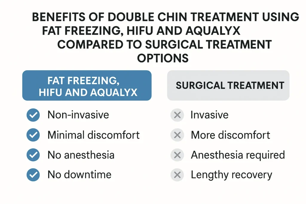 Graphic about the benefits of double chin treatment Swindon - from LA LIPO