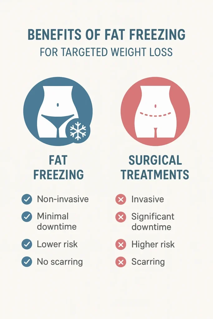 graphic showing the benefits of fat freezing Swindon