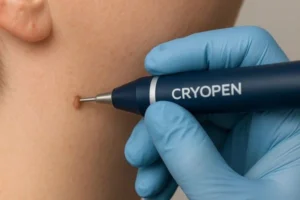 Person receiving skin tag removal Swindon